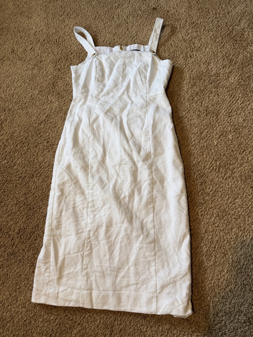 J. Crew White Linen-Blend Strappy Midi Dress
